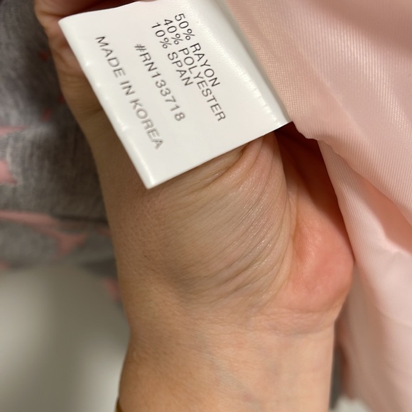 Anthropologie Mignon Doo Pink Neoprene Dress with Floral Grey Marled overlay - Picture 5 of 5